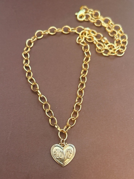 Jewelry - Gold Plated Heart 'LOVE' Pendant Chain 18’ Necklace